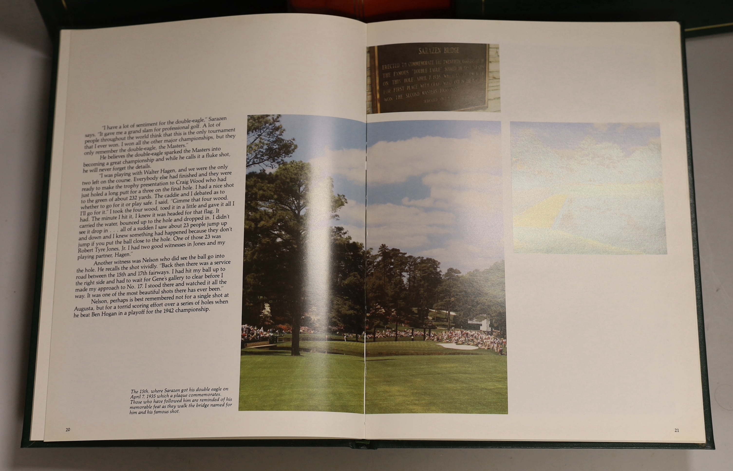 Golf Interest. An album containing photographs, menu and autographs of British Open Winners, gathered at the 1978 Dinner for Winners of the Open Championship, and various books on the British Open